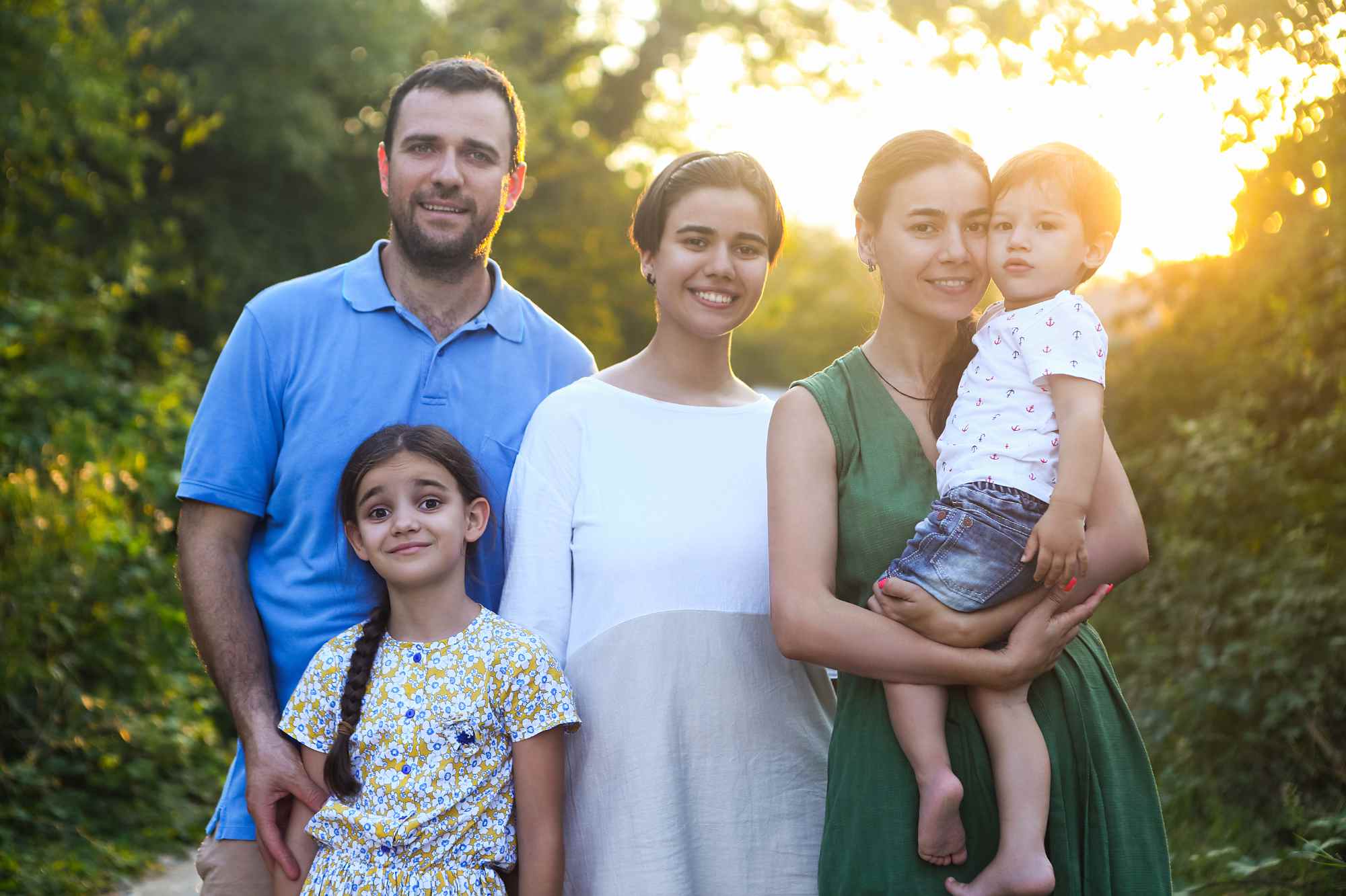 Portrait of the big happy family. Parents with children in count Portrait of the big happy family. Parents with children in count